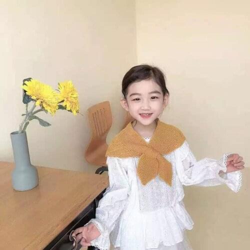 Solid Color Cross Knit Fake Collar Shawl for Girls False Collars Decorative Kids Solid Color Shirt Children Detachable Collars