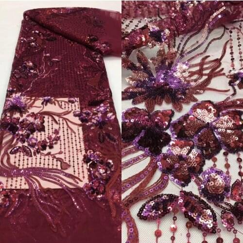 Nigerian Wedding Tulle Lace High Quality L-618681 African French Net Mesh Fabric With Coloful Luxury Sequins Fabircs