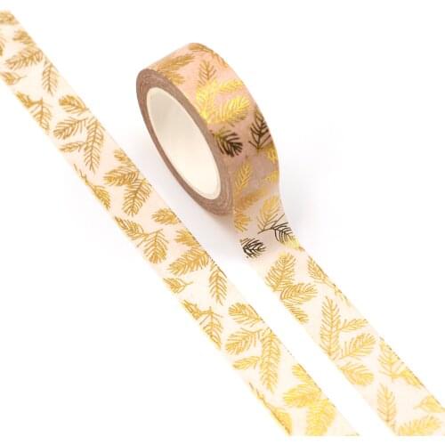 NEW 10pcs/Lot Decorative Pale Pink Gold Foil Pine Needles XMAS Washi Tapes Bullet Journal Adhesive Masking Tape Cute Stationery