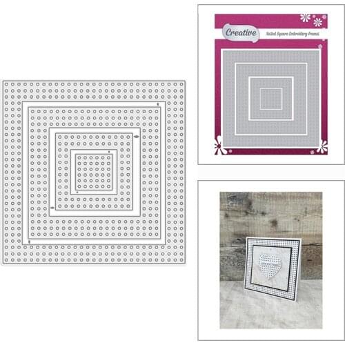 2021 New Nesting Dotted Squares Metal Cutting Dies for DIY Scrapbooking Decor and Card Making Paper Craft Embossing No Stamps