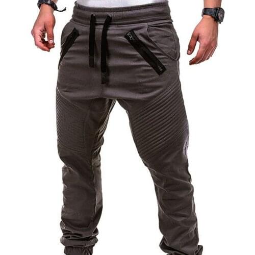 New Fashion Men Casual Pants Zipper Pocket Sweatpants Male Trousers Solid Sportwear Mens Joggers Plus Size M-4XL MY108
