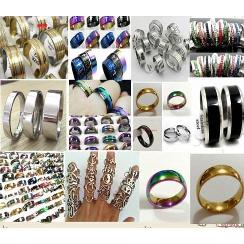 Bulk lot 500pcs Top Mixed Men Women Stainless Steel Rings Band Wedding CZ Rings Wholesale Fashion Quality Jewelry