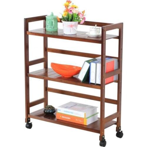 Mobile Shelf Pulley Bookshelf Receive Home Office Multifunctional Small Shelf 26 Cm Wide. Its Light Brown