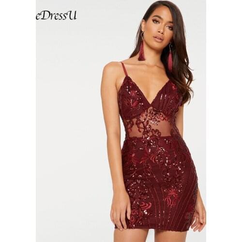 Spaghatti Evening Party Dress Sequins Night Club Dress Illusion Cocktail Dress Sexy V-Neck Prom Dress MS-DZT566