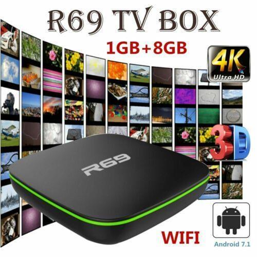 R69 Android 7.1 Smart TV Box 1+8G Quad Core HD 2.4GHz WiFi 4K Media Player 1080P HD Support 3D Movie