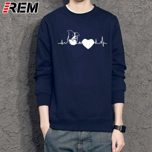 REM Beauty LONG-Sleeve Cotton Border Collie Gut Black Hoodies, Sweatshirs Adults Hop Loose Print Round Collar Clothes
