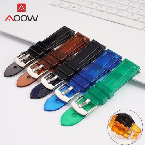 22mm Transparent Resin Strap for Huawei Watch GT 2 Samsung Watch3 45mm S3 Amazfit GTR TPU Sport Waterproof Men Replacement Band