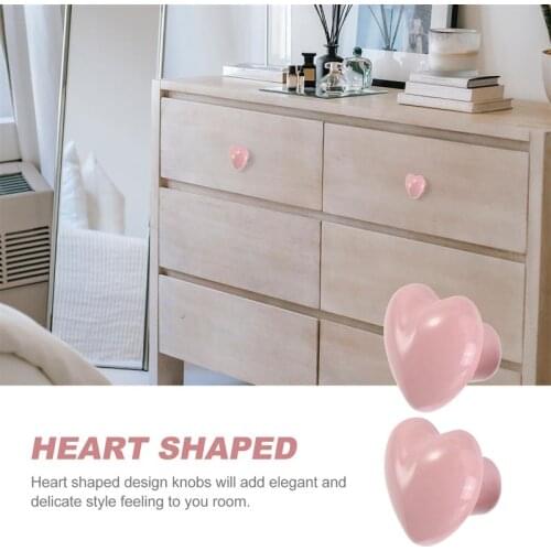 2pcs Single Hole Heart Shape Drawer Handles Furniture Drawer Knobs Drawer Pulls Single Hole Color Peach Heart Handle