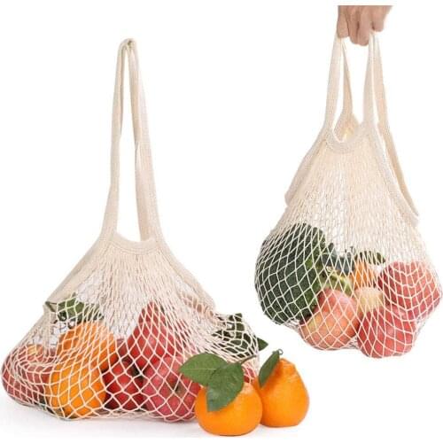 2Pack Net Cotton String Shopping Bag Net Reusable Shopping Tote for Groceries Shopper Produce Storage Beach Toys Fruit Vegetable