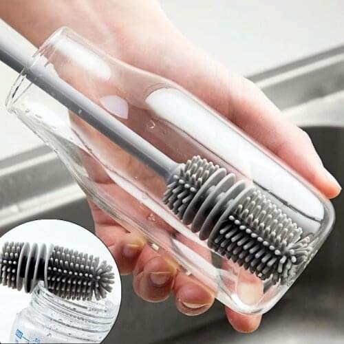 Silicone Cup Brush Kitchen Cleaning Tools Long Handle Drink Wineglass Bottle Glass Cup Washing Cleaning Sponge Brushes Cleaner