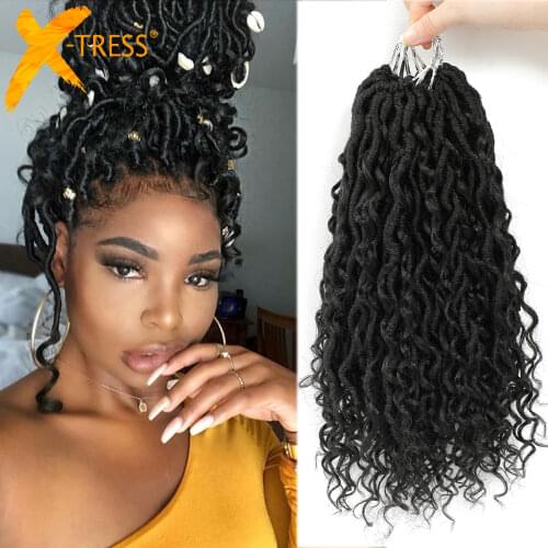 Synthetic Crochet Braids Messy Goddess Locs Hair Extension Ombre Brown River Faux Locs Braiding Hair For Black Women X-TRESS