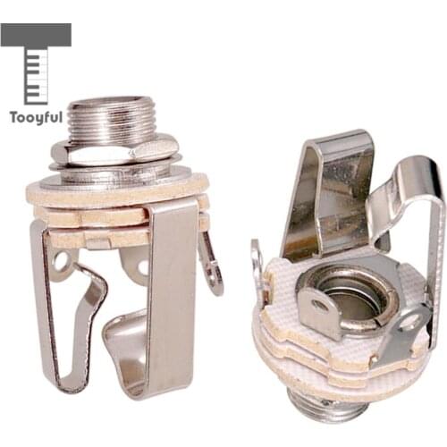 Tooyful 2pcs Brass 1/4' Stereo Output Jack Socket Plate for Guitar Bass Active Pickup Parts