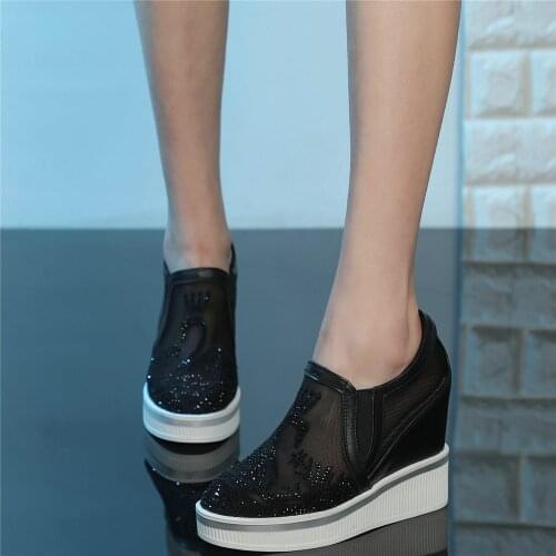 New Platform Pumps Women Genuine Leather Wedges High Heel Gladiator Sandals Female Breathable Lace Fashion Sneakers Casual Shoes