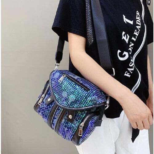 Women novelty sequin demin small crossbody bag for female cool unique design personality stylish shoulder bag