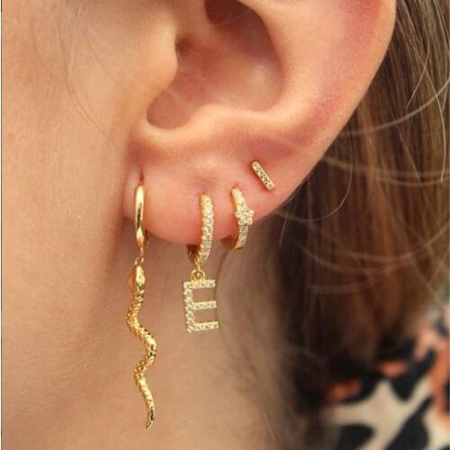 Womens Punk Style Animal Snake Earring gold color delicate mini girly earring Snakelike Pendant Stud Earrings for Women new