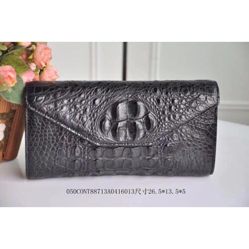2018 100% genuine crocodile leather head part skin long size women wallet envelope clutch evening clutch wallet free shipping