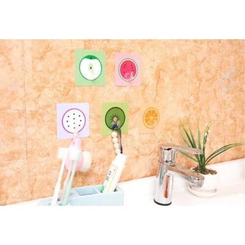 1PC Creative Cartoon Fruit Shape Nail Free Traceless Viscose Door Rear Hook Kitchen Bthroom Wall Storage Shelf LF 046
