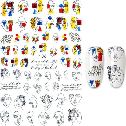 1PC Cartoon Little Bear Nail Decals Stickers Abstract Stickers for Nails Summer Nail Art Decoration
