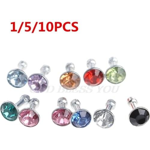 10PCS Round Glittering Rhinestone 3.5mm Anti Dust Plug Earphone Stopper For Smart Phone Drop Shipping