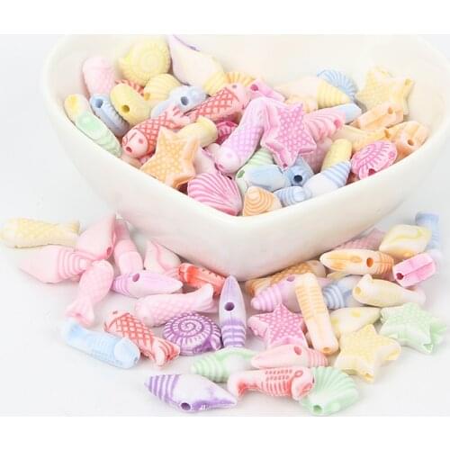 100Pcs Mixed Marine Life Acrylic Beads 16mm For Jewellery Marking Loose Spacer Beads Bracelet Necklace Charm Jewelry Finding