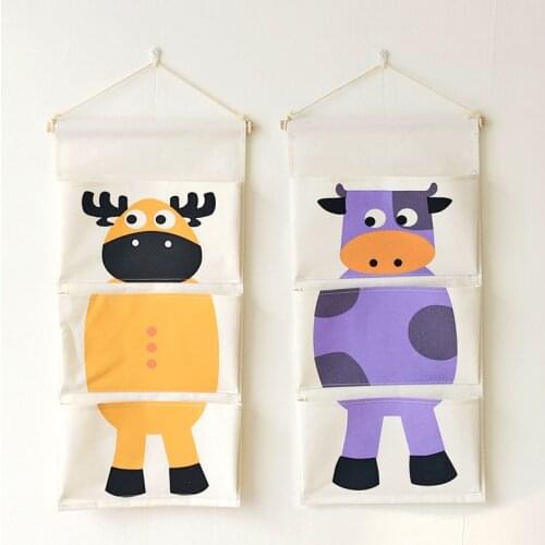 3 Pockets Cartoon Animal Hanging Organizers Storage Bag Kitchen Bathroom Clothing Socks Underwear Storage Bag