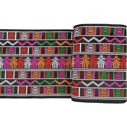 3yard hmong miao jacquard webbing lace trim 20cm dress collar ribbon tape ethnic tribal nepal thai india boho DIY accessory deco