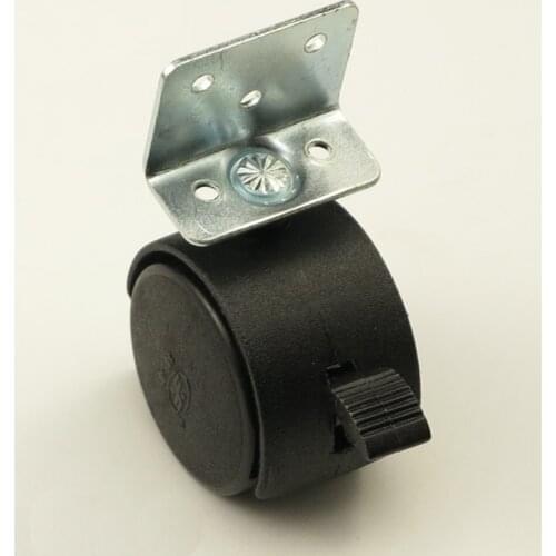 40mm Caster Wheel Black Plastic Replacement Angle Swivel Casters Office Chair Wheels Brake Furniture Wheels Hardware Parts