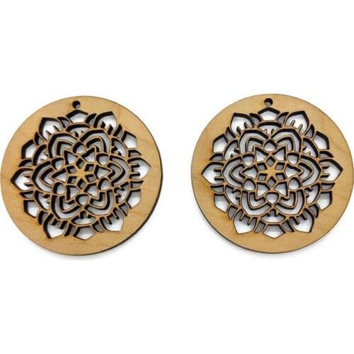 50 pcs Laser Cut Wood Shape Mandala 50mm Wood Earring Jewelry Blanks