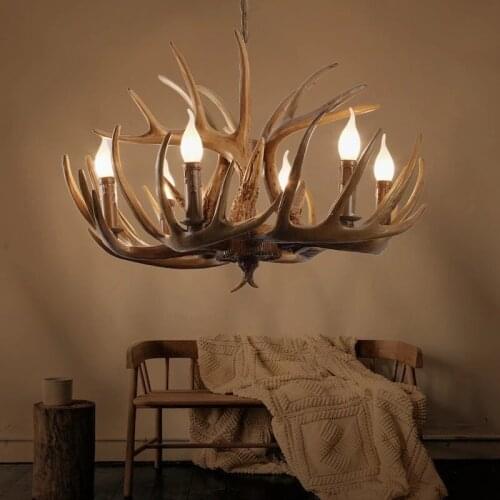 American Resin Candle Antler Chandelier Europe Deer Horn Chandeliers Lighting Fixtures,Vintage Kitchen Chandeliers for Bedrooms