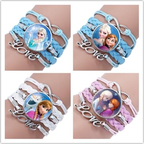 2021 Disney Frozen 2 Elsa Anna Princess Cartoon Bracelet Action Anime Figure Toys Lovely Wristand Girl Gift Christmas Gifts Toys