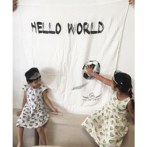 Baby organic cotton blanket, baby black and white swaddle , kid blanket