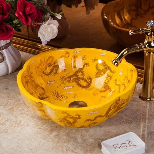 Europe Vintage Style Art wash basin Ceramic Counter Top washing basin ceramic Wash Basin Bathroom Sink