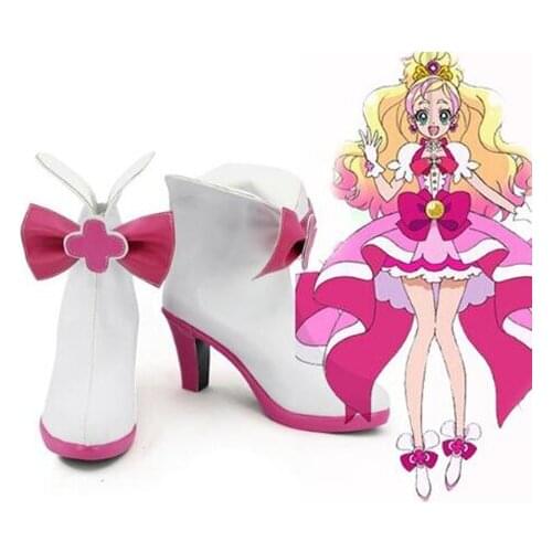 Go! Princess Pretty Cure Cosplay Boots Cure Flora Shoes Pink Halloween Party for Adult Women High Heel Shoes Accessories