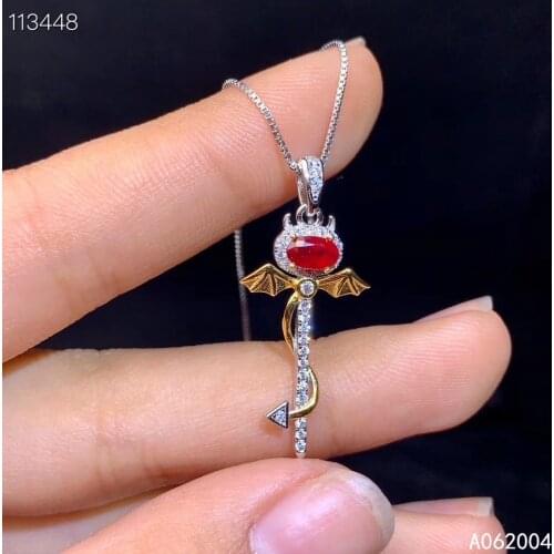 KJJEAXCMY Fine Jewelry 925 Sterling Silver inlaid Natural gemstone ruby Female Pendant Necklace trendy Support test