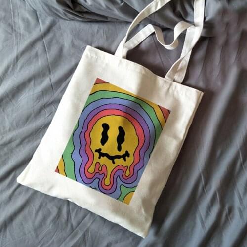 Korea Ulzzang Cartoon Casual Vintage Large-capacity Fashion Harajuku Cat Canvas Bag Hip Hop Shopping Bag Womens Shoulder Bags