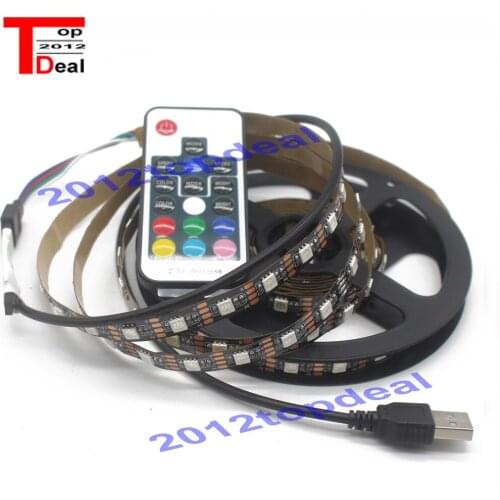 DC 5V 1M 2M 3M 4M 5M LED Strip RGB Light TV Back Lighting Kit + IR Remote Controller 5050 SMD RGB 60led/m Ribbon Tape Lamp IP60