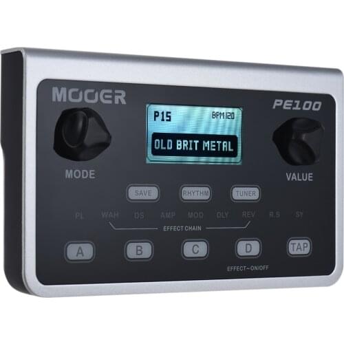 MOOER PE100 Guitar Effect Pedal Multi-Effects Processors Electric Guitar Pedal Metronome Desktop + US Adapter LCD Display