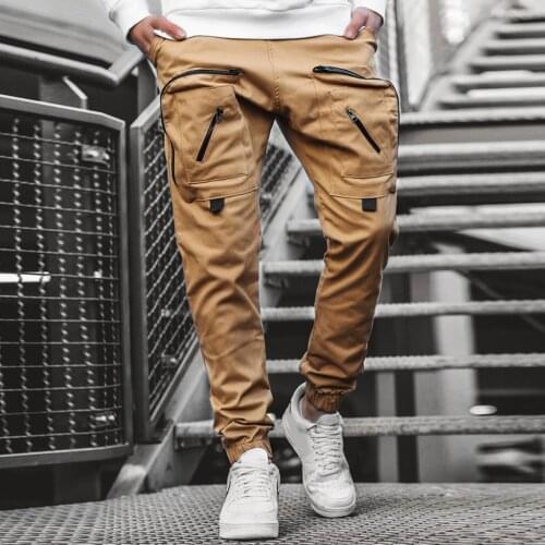 Men Side Pockets Cargo Harem Pants 2021 Khaki Hip Hop Casual Male Joggers Trousers Fashion Casual Streetwear Pants Sweatpants#3