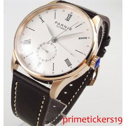 White dial new arrival 42mm PARNIS rose golden case 24 hours date automatic movement sea-gull mens watch PA1042