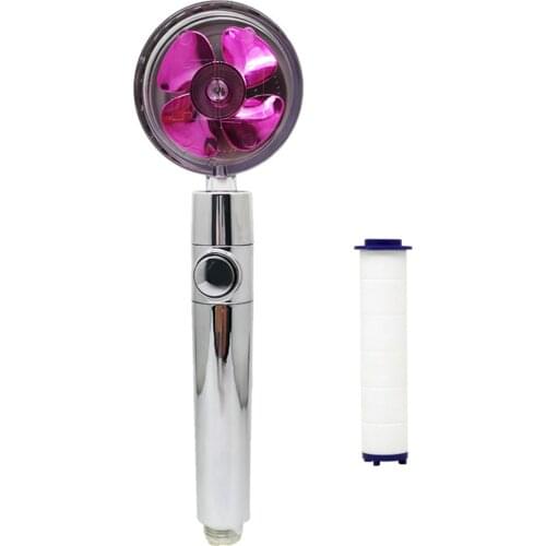 360° Power Shower Head Water Saving Flow Rotating With Small Fan ABS Rain High Pressure Spray Nozzle Bathroom Supply
