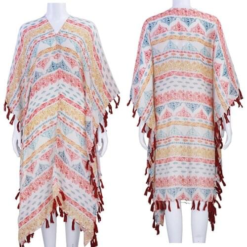 2021 Newest Women Geometry Printed Tassel Shawls Summer Beach Shawls Wraps 5pcs/lot