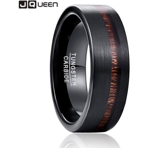 New 8MM Electroplated Black Matte Surface Acacia Tungsten Carbide Ring Cool Punk Mens Party Jewelry Wedding Brand Wood Rings