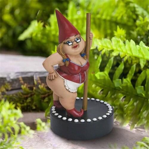 New Garden Pole Dancing Gnome Resin Gnomes Statue Pole Dancing Garden Gnome Resin Gnome Sculpture Yard Decoration gently