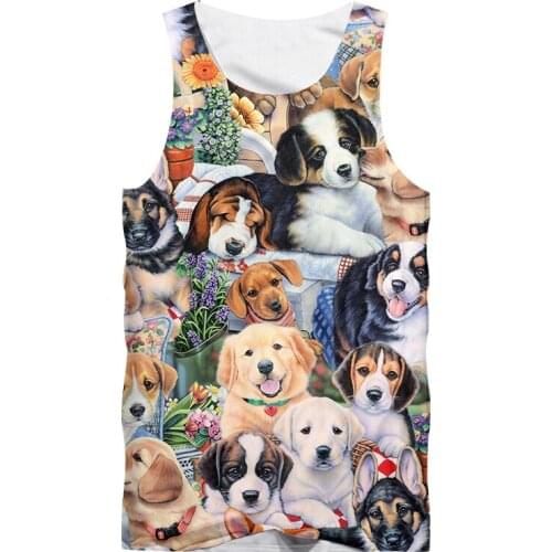 OGKB 2020 3D Tank Tops Men 's Cool Sleeveless Shirts 3D Cool Cute Dog Print Design Summer Fashion Casual Tops Vest Plus Size 5XL