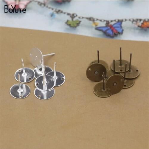 100 Pieces 10mm Earring Base with 2 Holes Diy Stud Earring Jewelry Findings