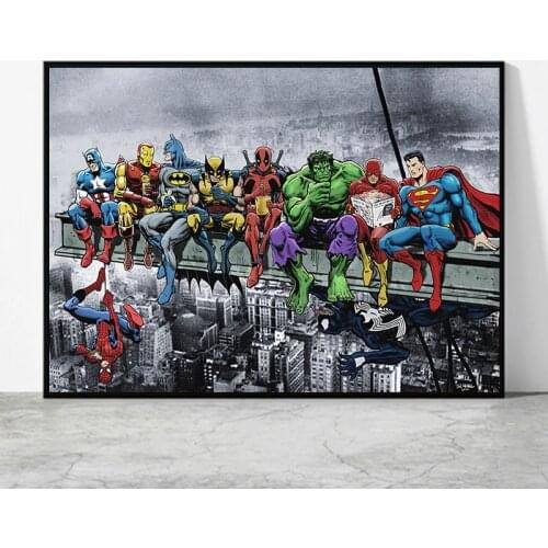 Marvel Anime Canvas Painting Poster Print Funny Superhero Graffiti Wall Art Picture for Living Room Cuadros Home Decoration