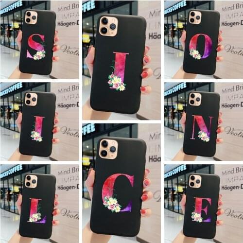 Silicone Soft Case For iPhone 5 5s SE 6 6s 7 8 Plus Cover Cute 26 English Letter Cartoon Painted Shockproof Matte Phone Shell