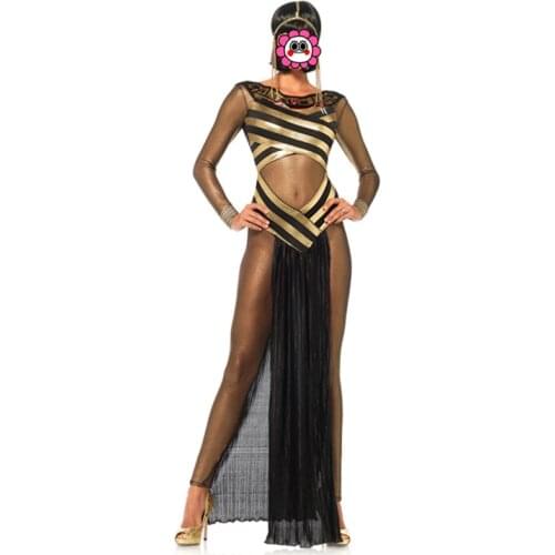 Sexy Halloween Ancient Egypt Great Egyptian Palace Cleopatra Queen Dress Cosplay Dancer PartyShow club Costume Stage Wear Lace