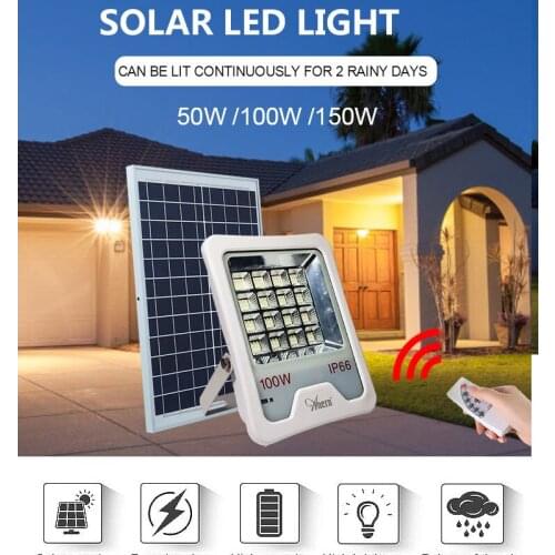 Anern 50W 100W 200W LED Flood Light Portable Solar Lamp IP65 Waterproof Spotlight Energy Street Lamps Solar Outdoor Light