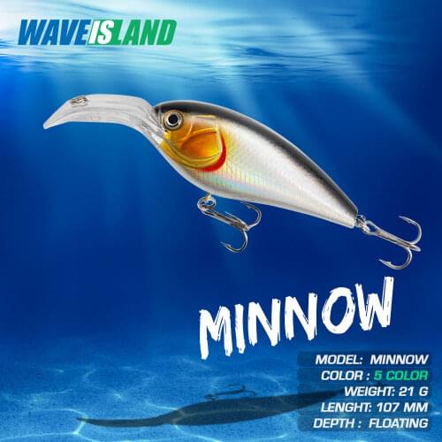 WAVEISLAND Crankbaits Fishing Lure Bionic Decoy rock 107mm 21g Fioating Top Water Wobblers Carp Fish Hard minnow Double Hooks